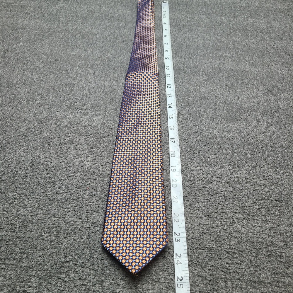Bruno Piattelli Tie Mens OS Blue Gold Silk Excellent Geometric Woven Made in USA - Picture 4 of 6